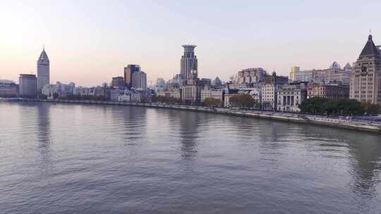 航拍上海外滩万国建筑城市天际线景观