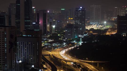 夜晚城市高速公路交通延时