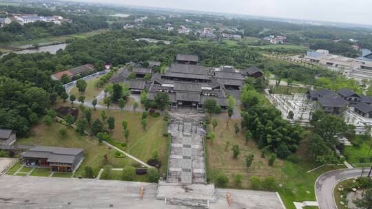 湖南岳阳汨罗九歌广场屈子书院航拍