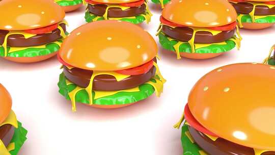 新鲜美味的汉堡3d风格的食物简介能够循环