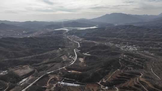 湖 航拍 山间 美景 自然 风景