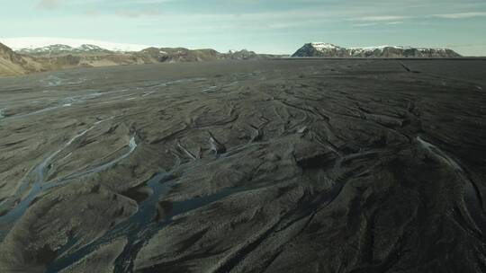 航拍冰岛陆地的河流