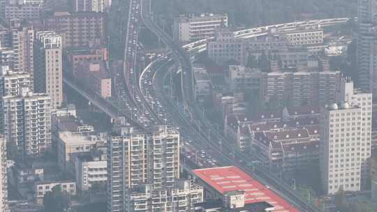 上海早高峰高架航拍