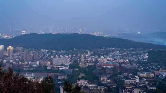 杭州浙江大学玉泉校区中轴线城市夜景