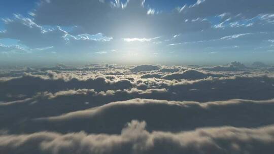 在天空中的云层上快速飞翔