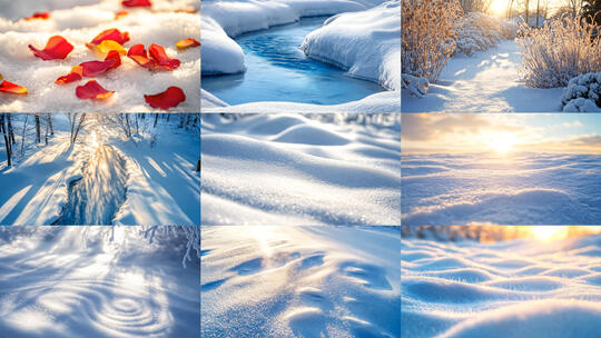 【大合集】蓬松雪地冬季雪景风光雪山素材