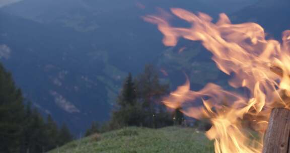 火灾，山脉，营火，奥地利