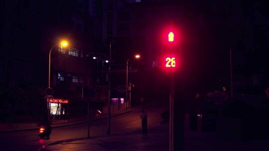 城市夜景闪烁的红绿灯