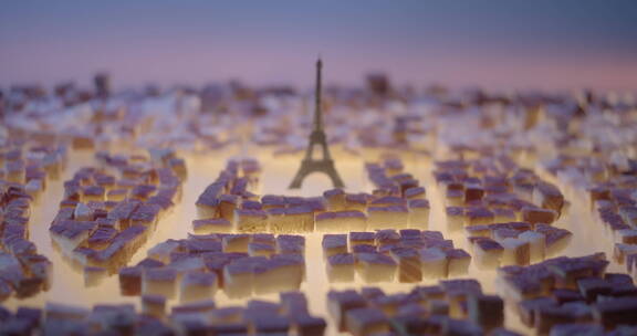 4K拟景面包组成的巴黎和埃菲尔铁塔