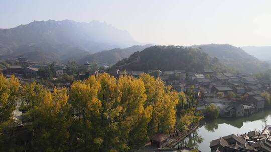 北京古北水镇秋季美丽景色航拍