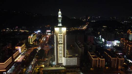 城市航拍湖南长沙河西夜景