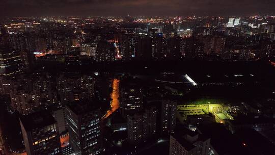 浦西徐汇区夜景航拍视频素材模板下载