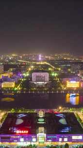 河南洛阳城市风夜景灯光交通航拍移动延时