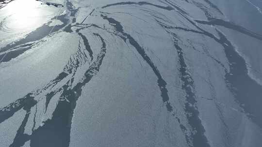 青海海南青海湖 冬季冰面航拍视频