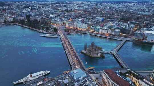 航拍欧洲瑞士城市风光