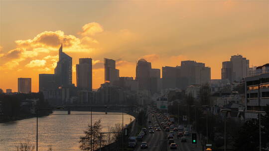 延时拍摄城市美景视频素材模板下载