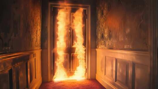 房间门着火