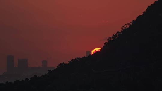 城市日出太阳特写延时8K