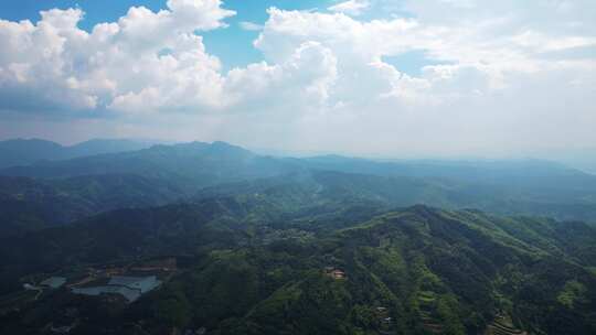 大气山脉山村自然风景航拍