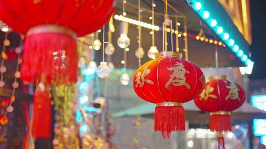 灯笼红灯笼过年春节新年氛围视频素材模板下载