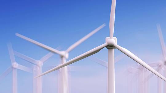 蓝天下风力发电场新能源写实素材