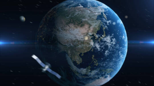 北京地球定点俯冲/卫星环绕地球/北京视频素材模板下载