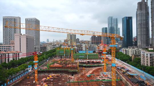 4k高质量建筑工人工地施工塔吊素材