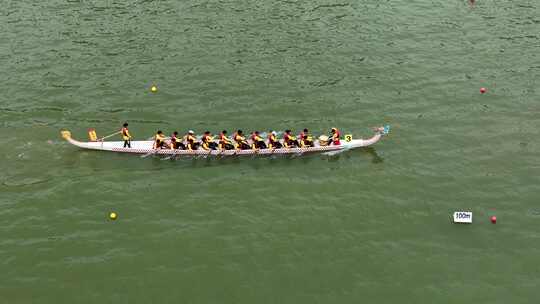 端午节赛龙舟比赛航拍龙舟俯拍龙舟划桨划船