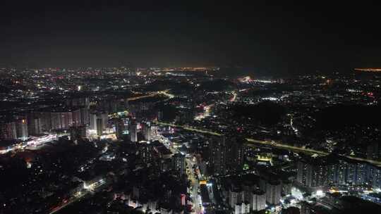 东莞虎门夜景航拍虎门镇夜景城市建筑风光