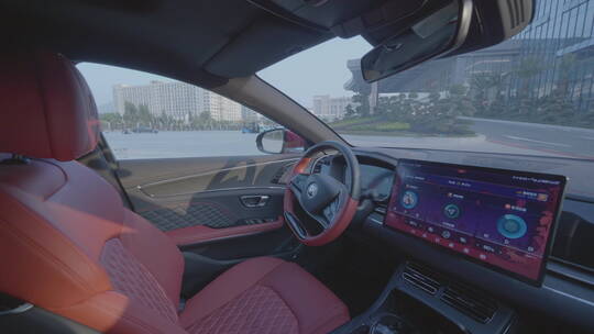 比亚迪新能源汽车 无人驾驶 方向盘转向视频素材模板下载
