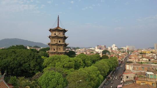 泉州航拍西街东西塔市区开元寺风景名胜古迹视频素材模板下载