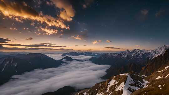 高山云海星空全景