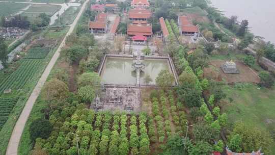 越南一座佛教寺庙的航拍镜头