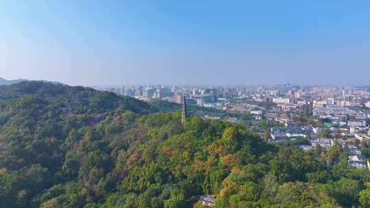 浙江杭州西湖景区宝石山保俶塔航拍旅游风景