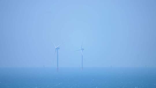 海上风力发电风车视频素材模板下载