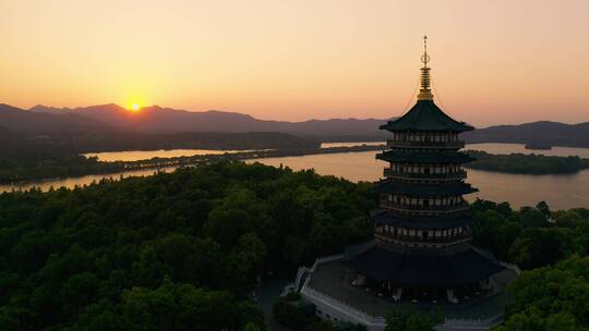 西湖雷锋塔夕照视频素材模板下载