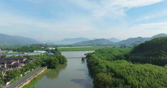 浙江省杭州市余杭双溪漂流景区航拍