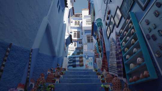 蓝色，独特，楼梯，Chefchaouen