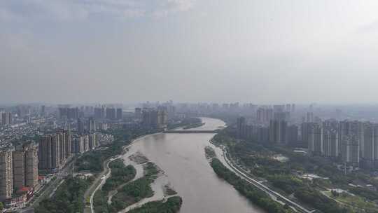 四川德阳大景绵远河风光航拍