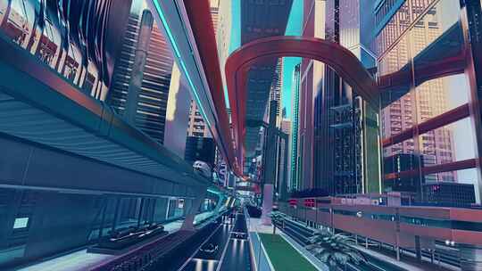 元宇宙未来城市一镜到底视频素材模板下载