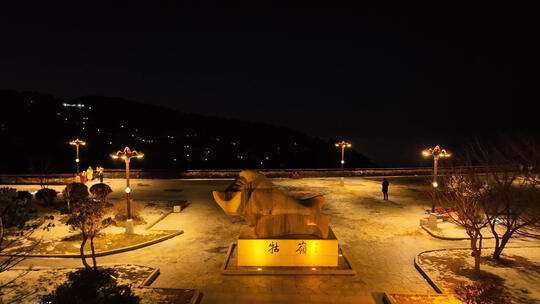 航拍冬天江西庐山山顶牯岭镇夜景