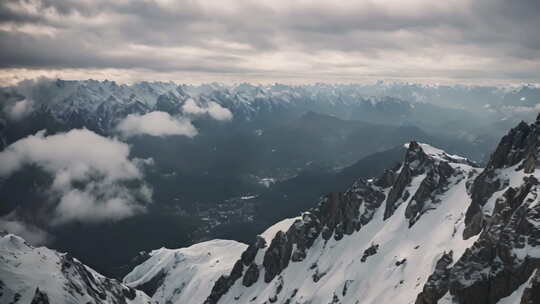 航拍高山和云雾