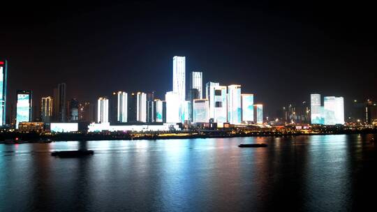 长沙滨江新城夜景航拍