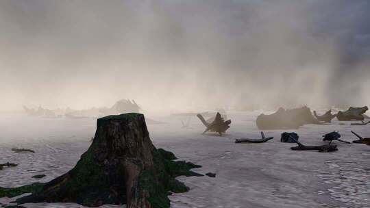 植被被破坏后的干旱沙漠和沙尘暴