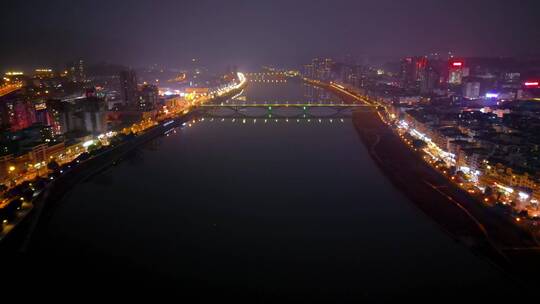 冬季广元航拍城市夜景