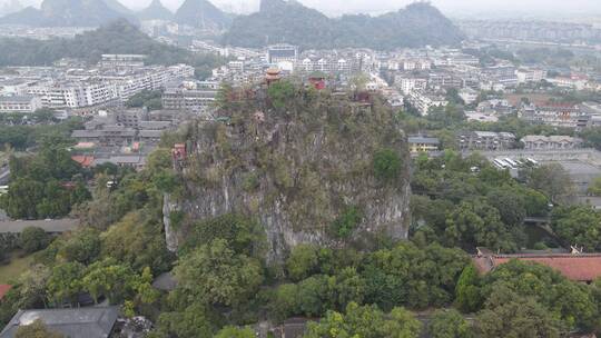 航拍广西桂林独秀峰王城景区