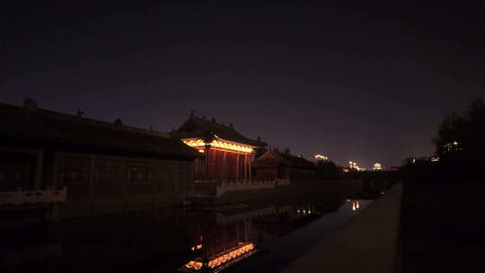 山西大同古城雁塔夜景古城墙仰拍