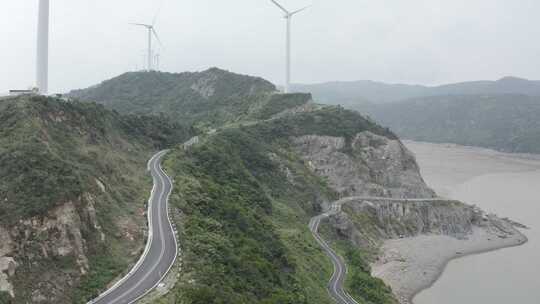 原创航拍LOG台州玉环1号公路风力发电4K-3-2