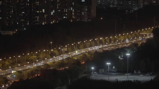 城市夜景车流 俯拍城市车流视频素材模板下载