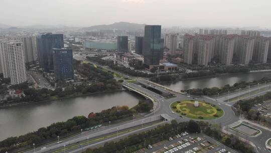 航拍福建福州城市建筑白天和夜景